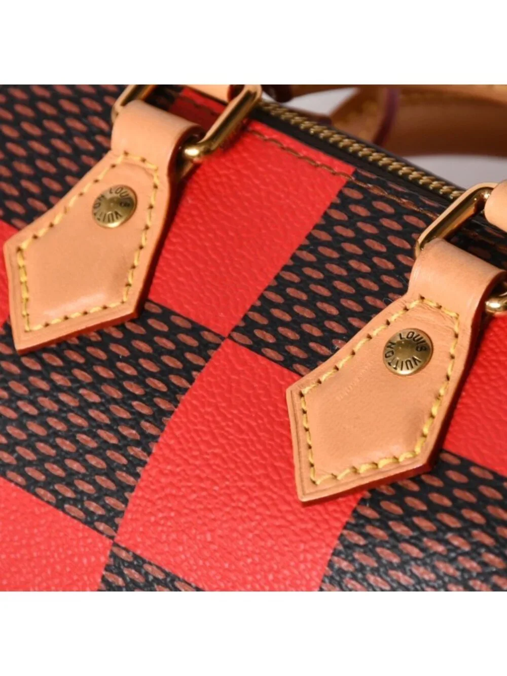 Louis Vuitton Speedy Bandouliere 18 Rouge Damier Pop Brown Red Handbag